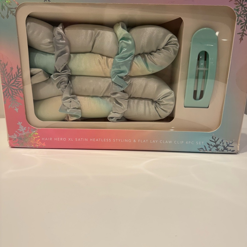 Kitsch Aura Satin Heatless Styling Set - Silver and Blue